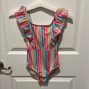 Cat & Jack Striped Kids One Piece Swimsuit Size S
